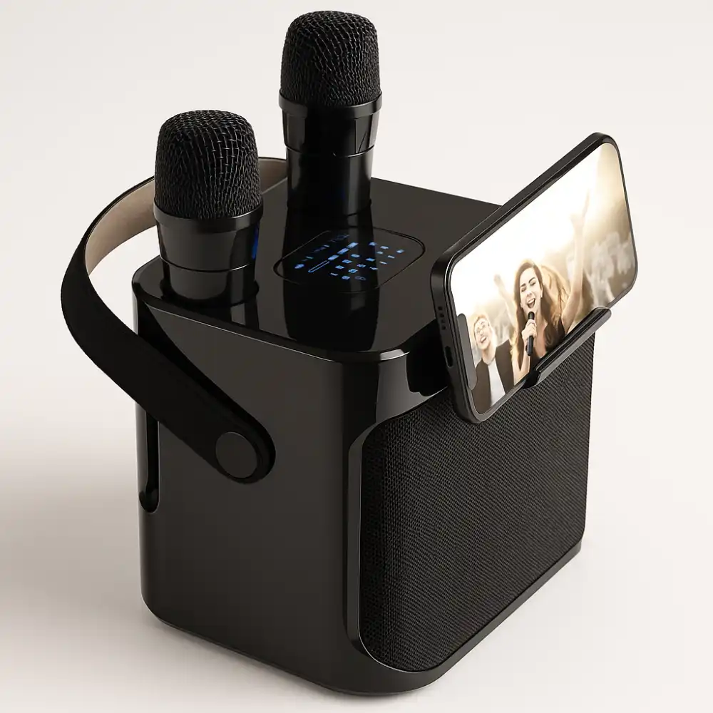Speaker Karaoke Bluetooth Portatile con 2 Microfoni Wireless e Effetti Audio