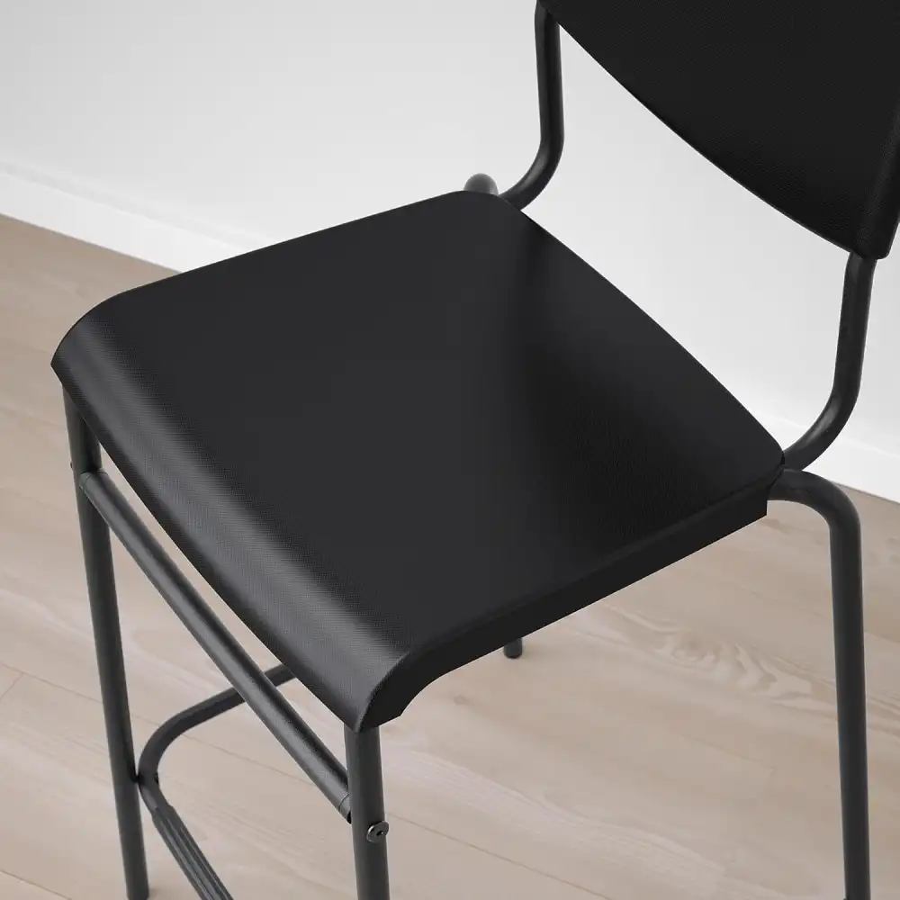 IKEA STIG Sgabello Bar con Schienale 63cm Nero Cucina Sedia Alta ModernaOK