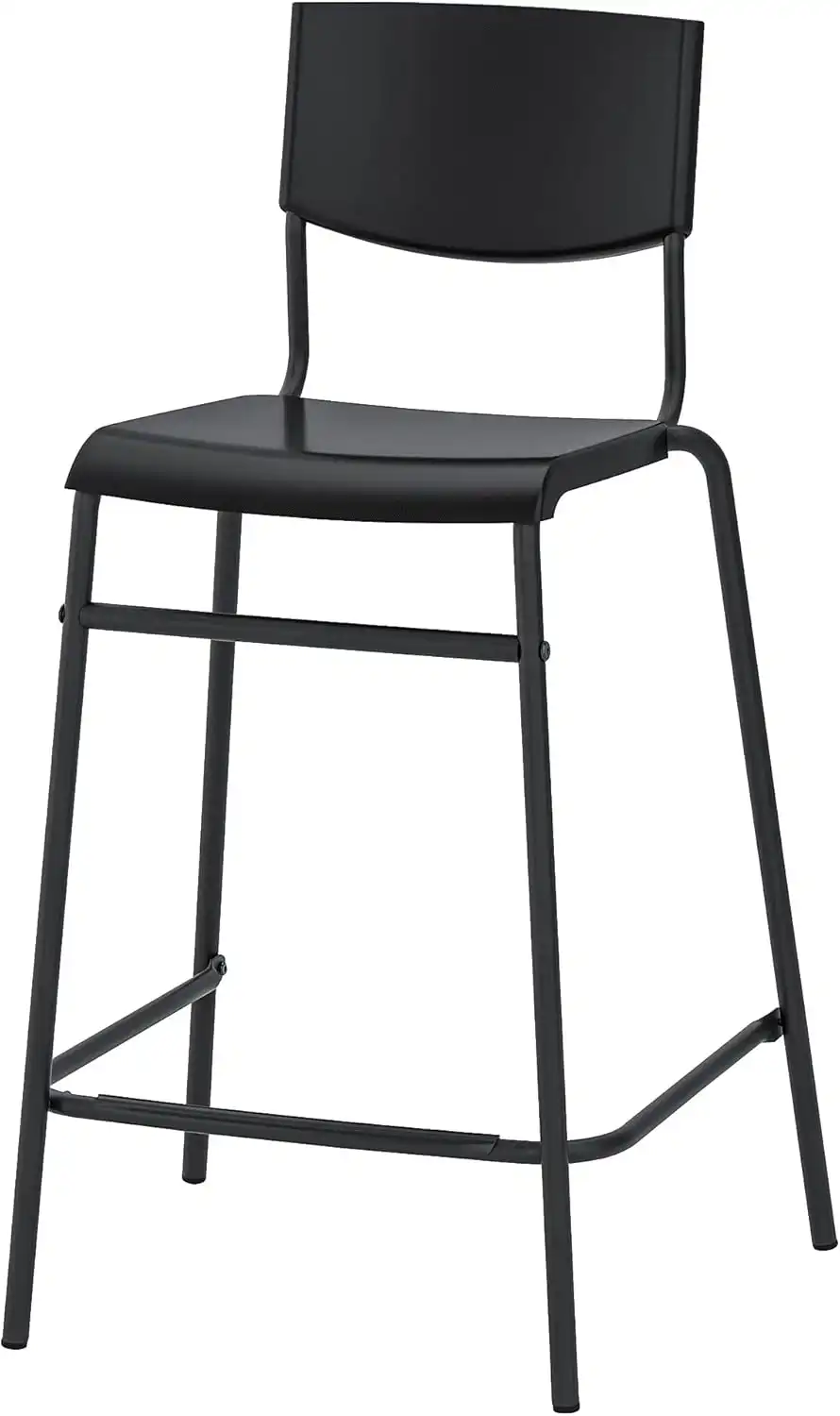 IKEA STIG Sgabello Bar con Schienale 63cm Nero Cucina Sedia Alta ModernaOK