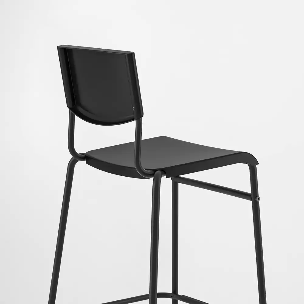 IKEA STIG Sgabello Bar con Schienale 63cm Nero Cucina Sedia Alta ModernaOK