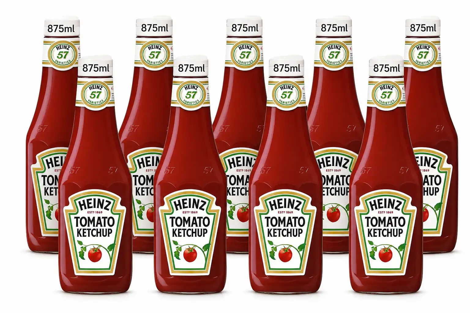 8X Heinz Ketchup Squeeze 875Ml Salsa Pomodoro Hamburger Patatine Top Qualità