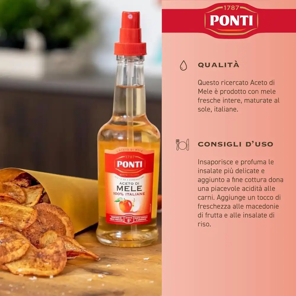 Ponti Aceto di Mele Spray 100% Italiano Confezione da 12 Bottiglie Spray 250ml