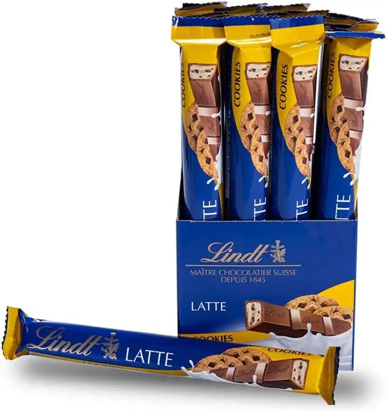 48x Lindt Lindor Mix Barrette 39g – Latte e Cookies, Box Snack da 48 Pezzi