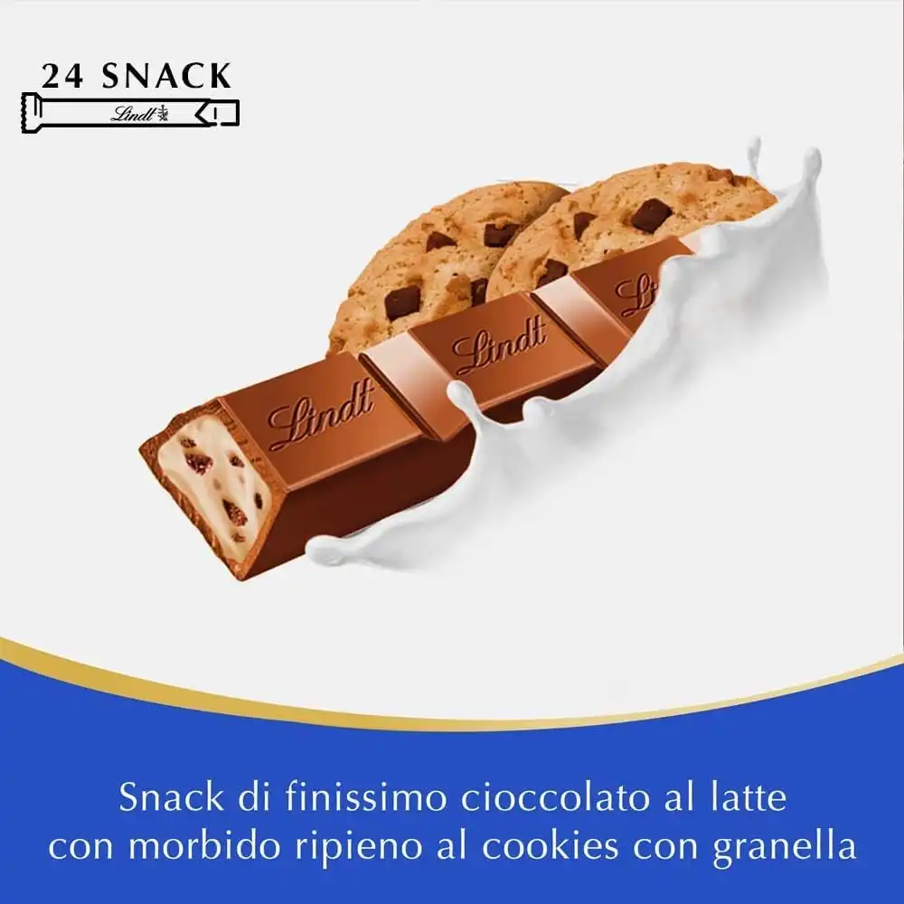 48x Lindt Lindor Mix Barrette 39g – Latte e Cookies, Box Snack da 48 Pezzi