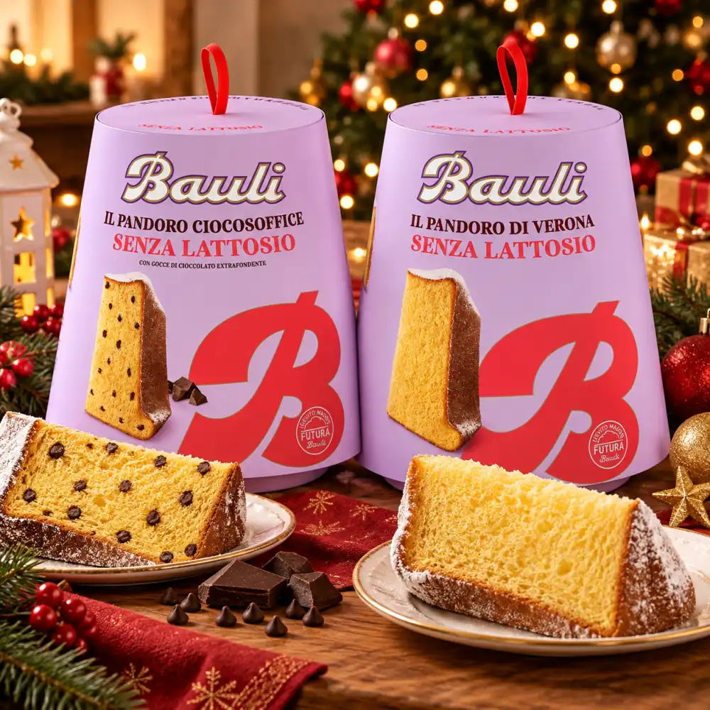 2 Pandori Bauli Senza Lattosio 700g Tradizionale e Ciocosoffice Natale 1,4kg Box