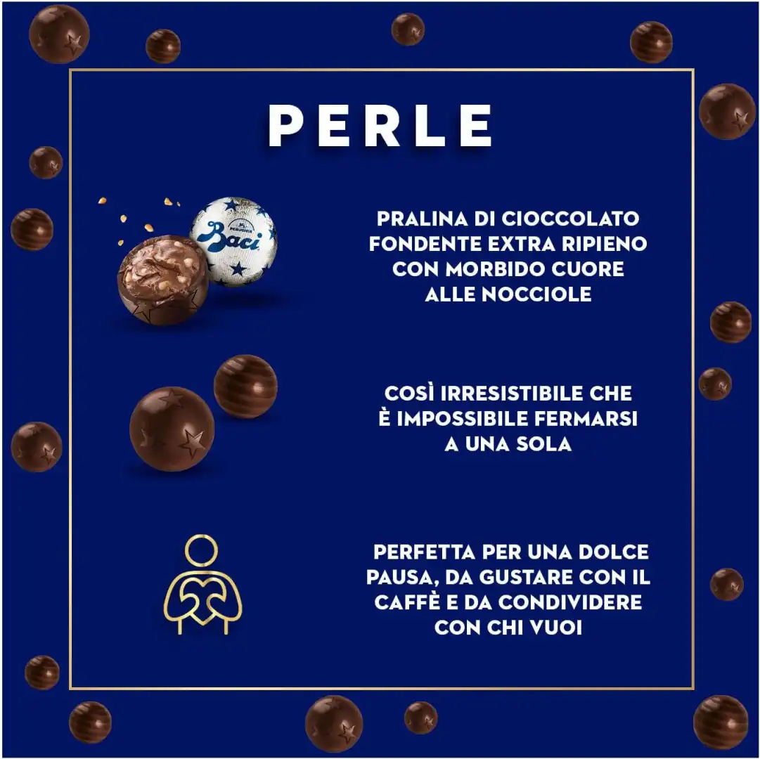 Baci Perugina Perle - Cioccolatini Fondenti Ripieni di Nocciole, 154g