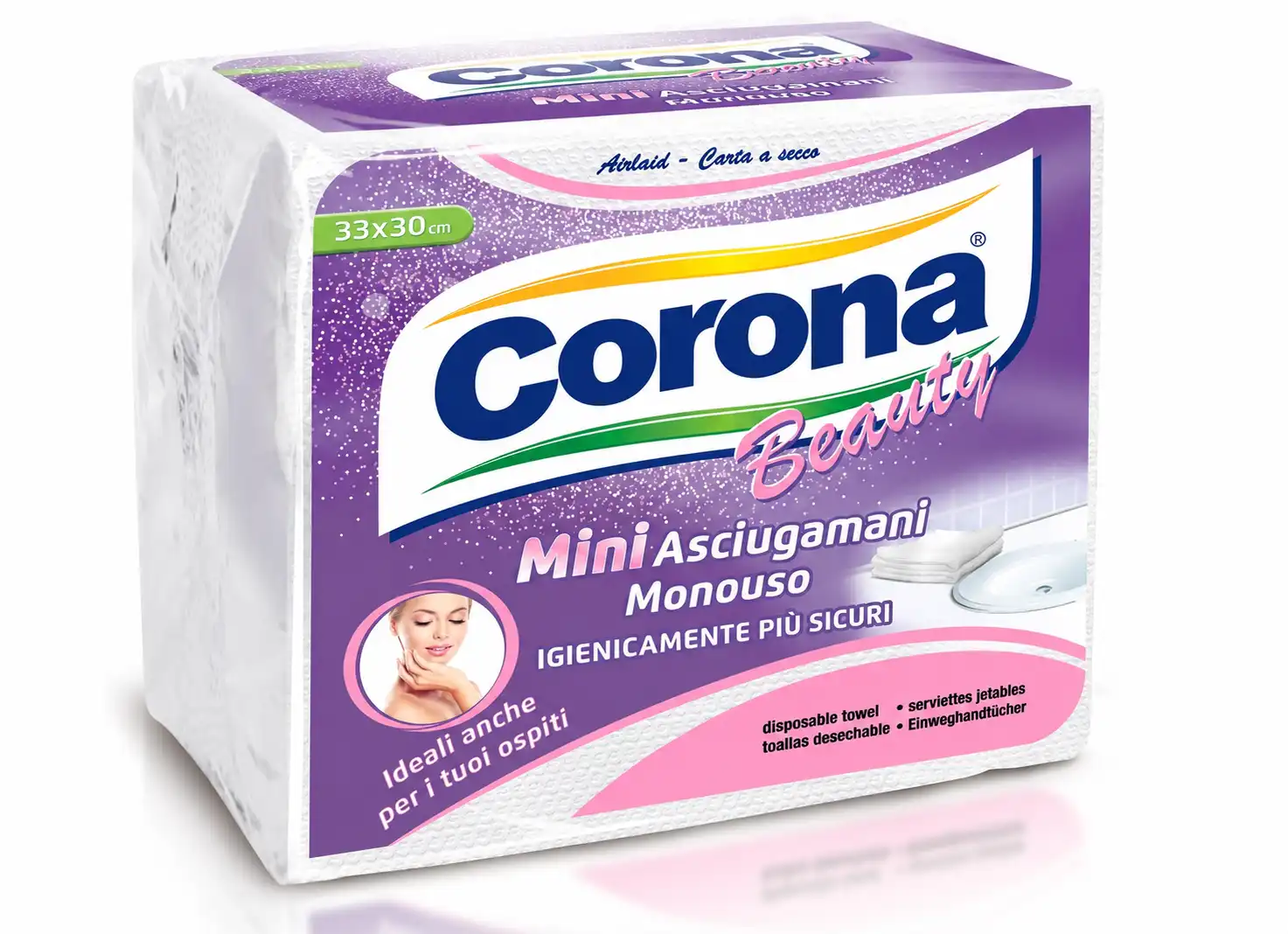 Corona Beauty Mini Asciugamani Monouso 250 Pezzi 33x30 Cm Carta Secca