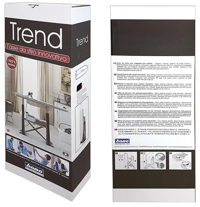 Bama Trend Asse Da Stiro Grigio 137x40x92 CM Regolabile in Altezza