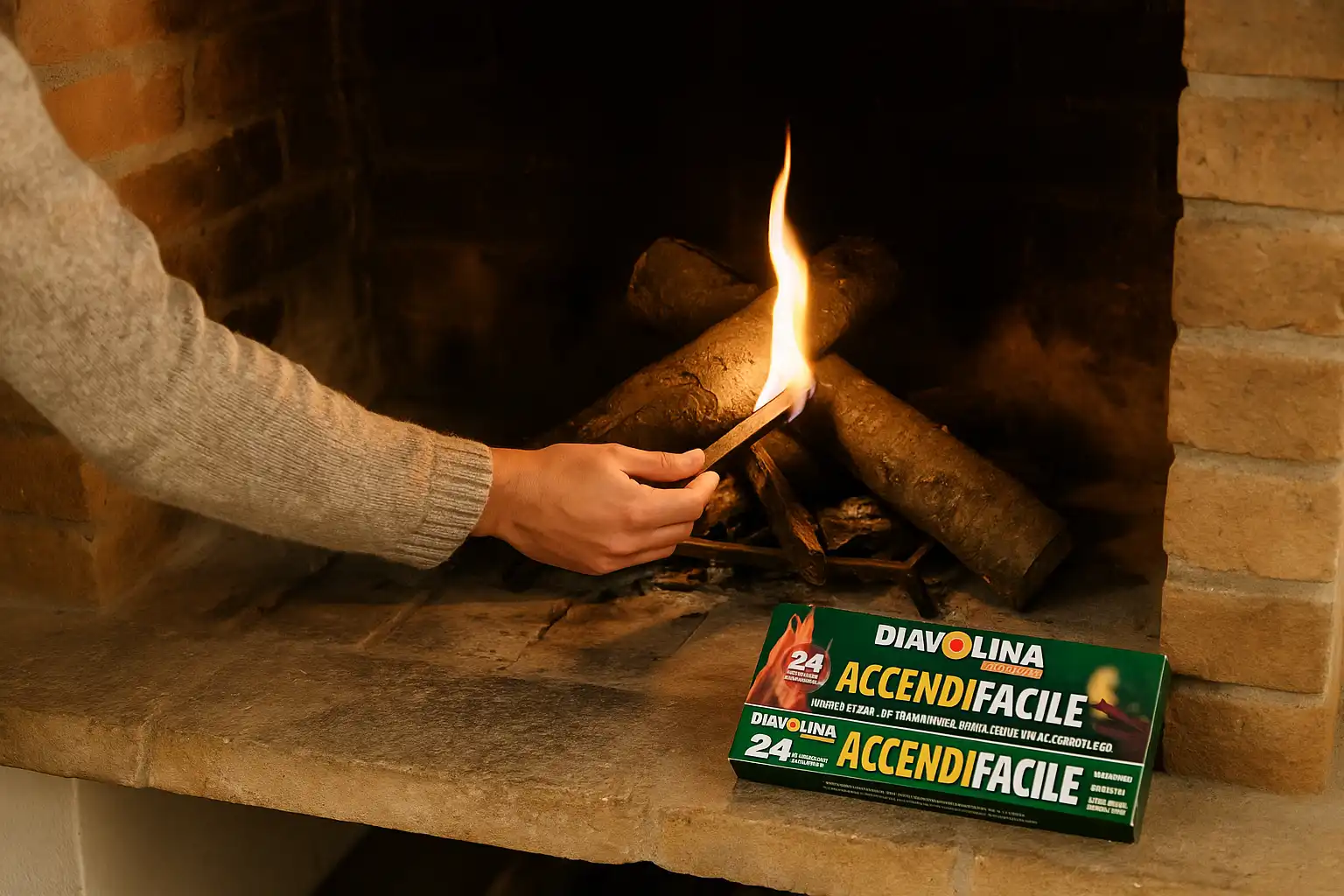 24 Pezzi Diavolina Accendifacile Accendifuoco Per Barbecue Camino Stufe