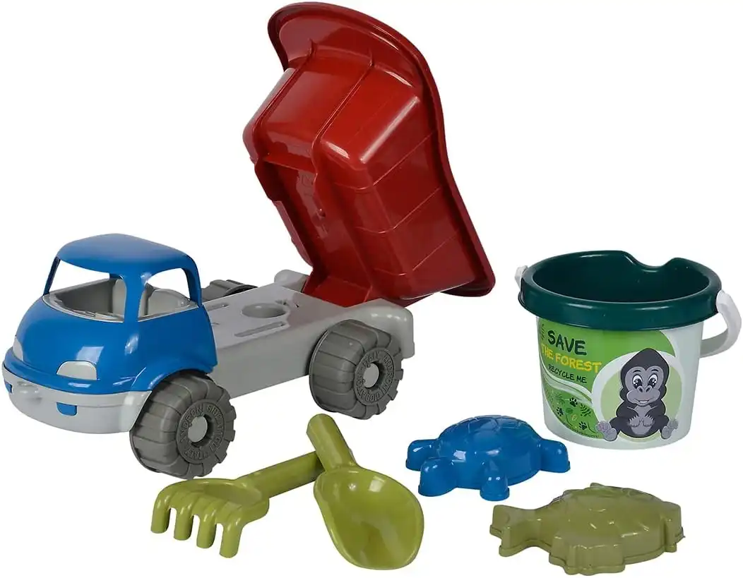 Camion Sabbia Matteuz 35cm Set Mare in Plastica Riciclata Gioco Con Ribalta