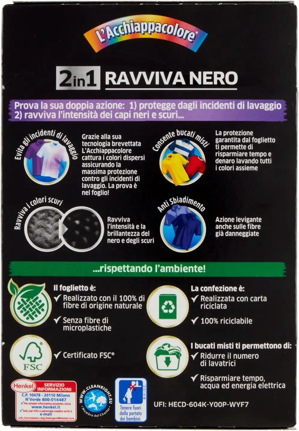 Grey Acchiappacolore Ravviva Nero 16 Fogli Capi Scuri Anti-Sbiadimento