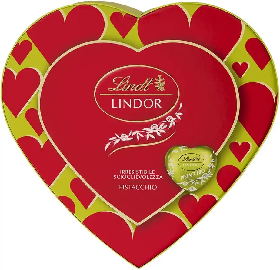 Lindt San Valentino Cioccolatini Lindor a Forma di Cuore al Pistacchio