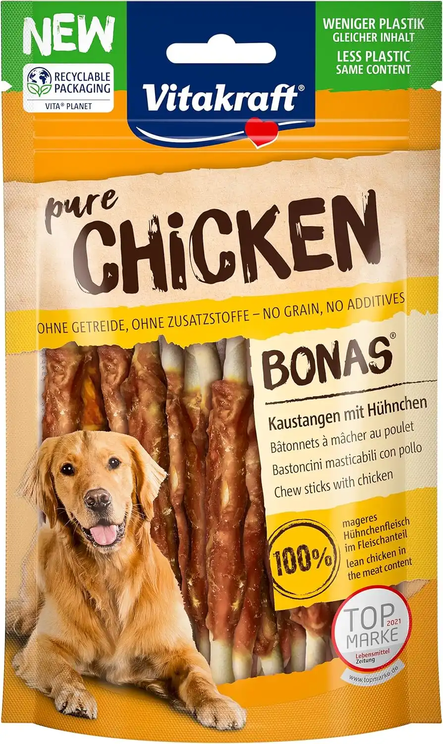 13X Vitakraft Pure Chicken Bonas Snack Cane Bastoncini Pollo 80g Senza Zuccheri
