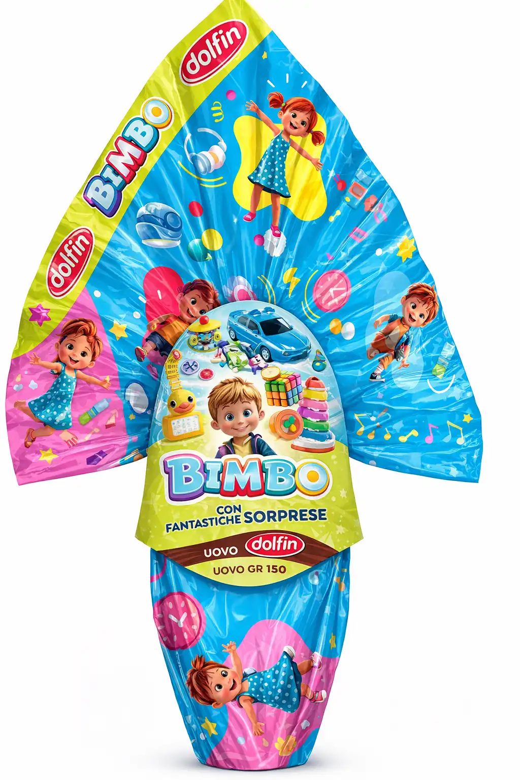 Dolfin Uovo Pasqua 150g Bimba + Bimbo Duo Cioccolato Sorpresa