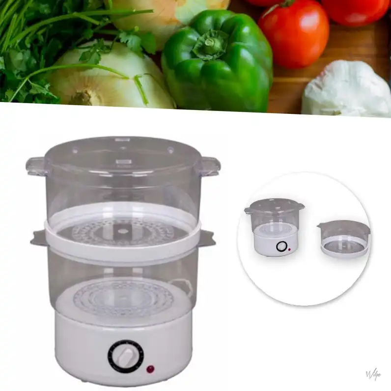 Vaporiera per Cottura a Vapore 2 Ripiani 400W Timer Capacita' per Ripiano 2,6 Lt