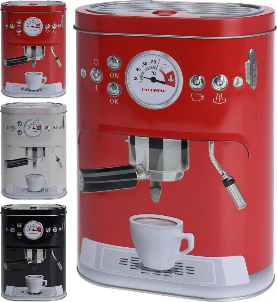 Contenitore Latta Porta Cialde Capsule Caffe' in Metallo 3 Colori 17 x 10 Cm