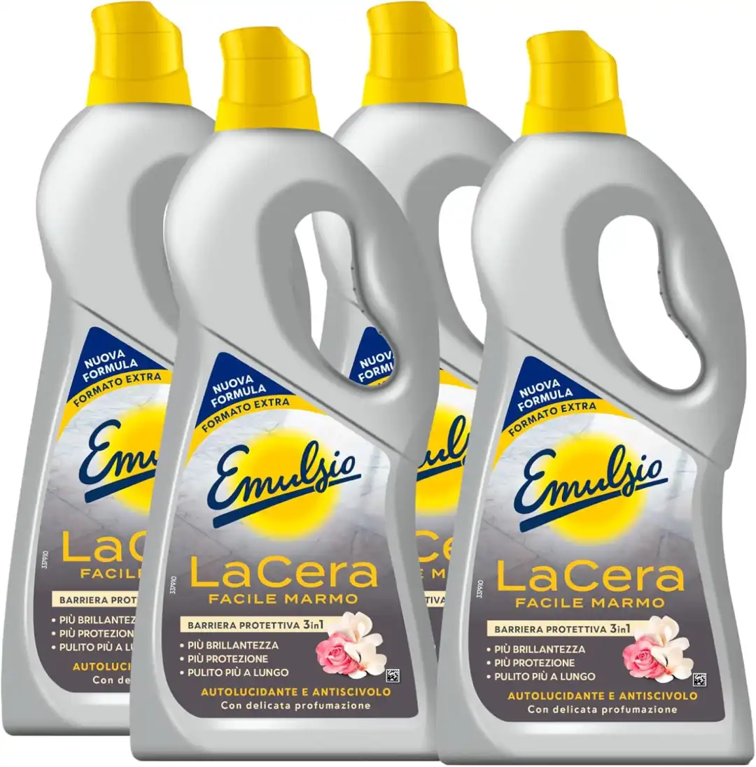 Emulsio La Cera Facile Marmo Autolucidante e Antiscivolo Per Pavimenti 4x725ml