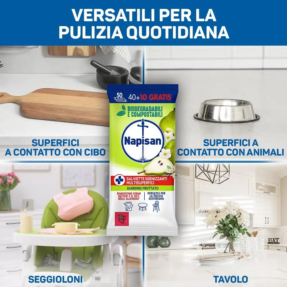Napisan Salviette Igienizzanti Multisuperfici 8x50 Biodegradabili