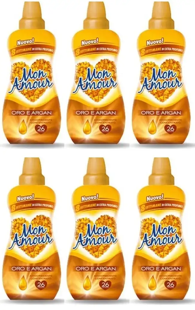 6x Mon Amour Ammorbidente Oro e Argan Ammorbidente Concentrato 6x650ml