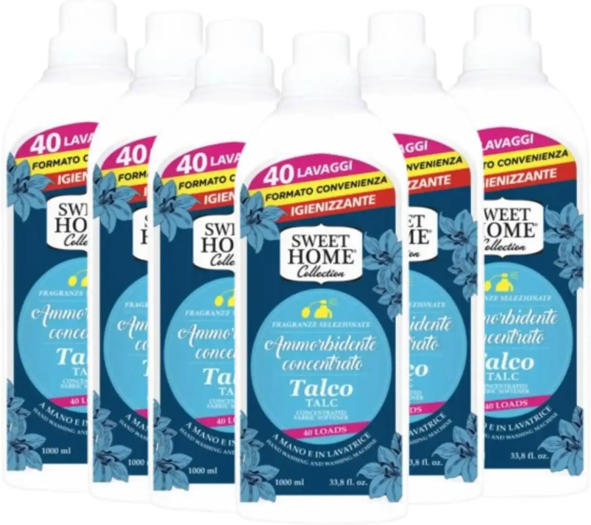 Suarez Sweet Home Ammorbidente Talco 40 Lavaggi - 6x1000ml Lavatrice/Mano