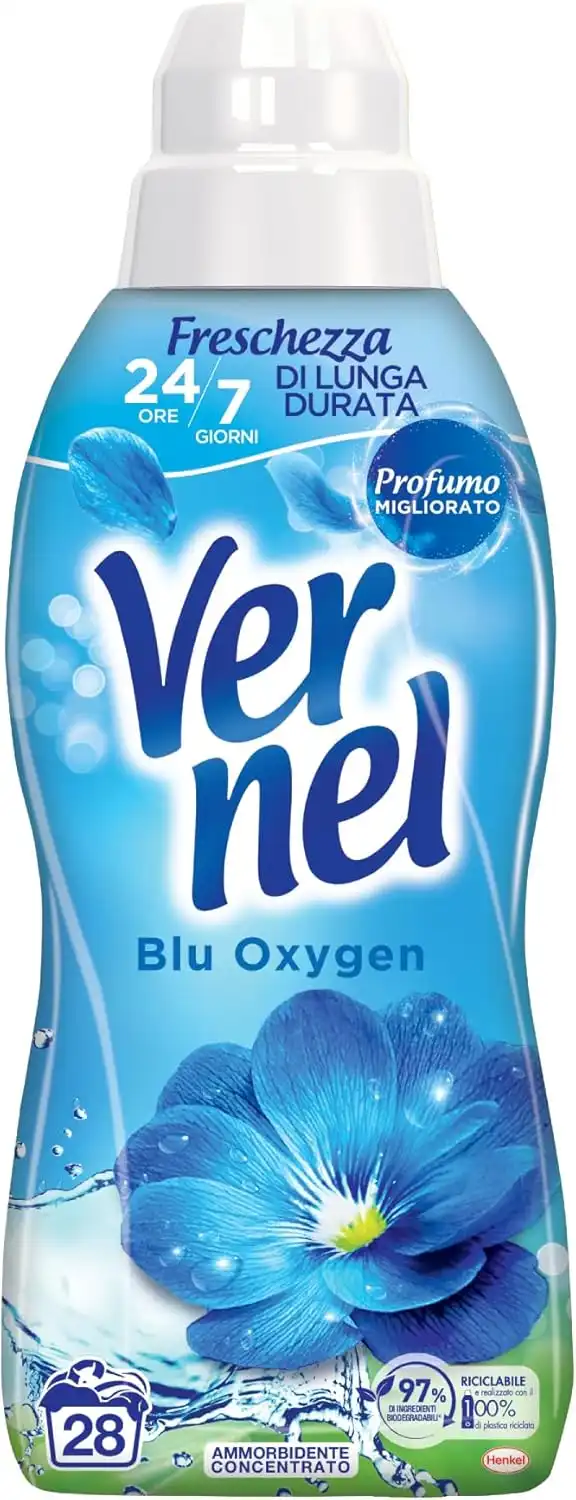 12 Pezzi Vernel Concentrato 700ml Blu Oxygen, Ammorbidente con Tecnologia Oxy