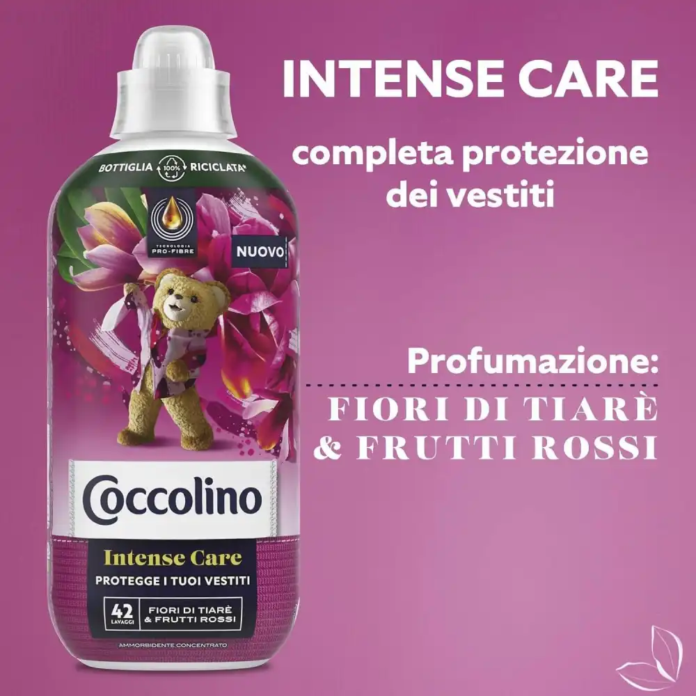 8 x Coccolino Conc. 980ml Tiare & Frutti Rossi, Ammorbidente Fresco e Delicato