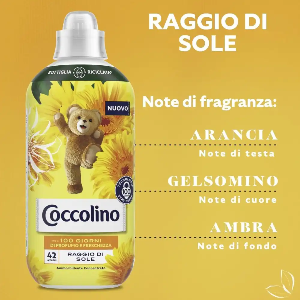 Coccolino Ammorbidente Concentrato Raggio di Sole, 980ml, Fino a 336 Lavaggi
