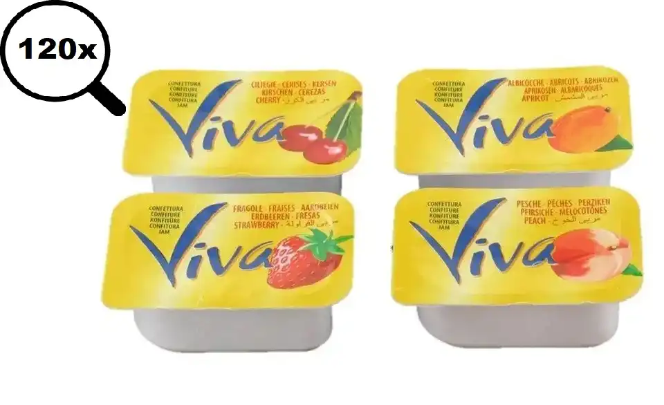 Viva Confettura Assortita Fragola, Albicocca, Ciliegia, Pesca 120grx25 - 3000g