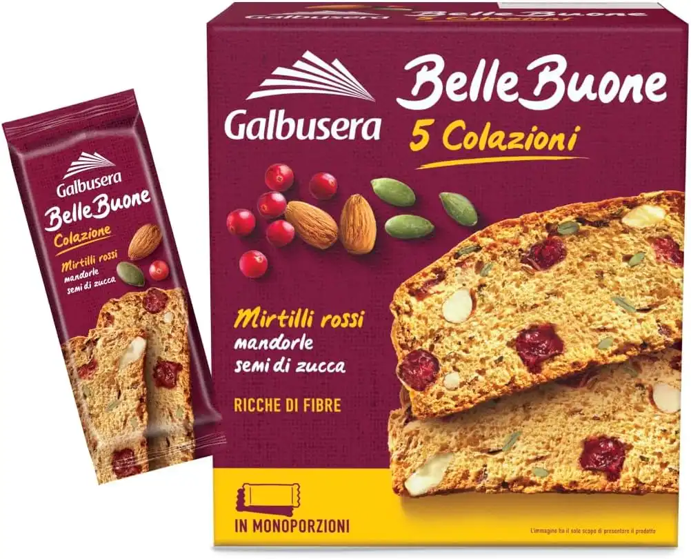 8 CONFEZIONI GALBUSERA BELLEBUONE GR 200 MIRTILLI ROSSI SEMI DI ZUCCA E MANDORLE
