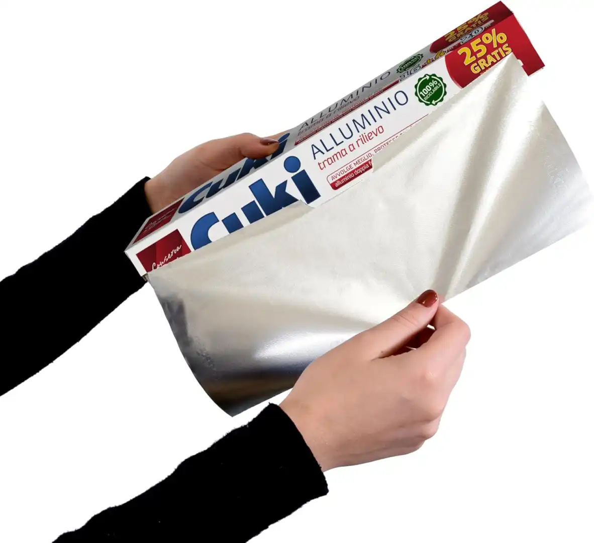 Cuki Alluminio con Trama a Rilievo 16+4m, 6 Confezioni da 16+4m cadauna
