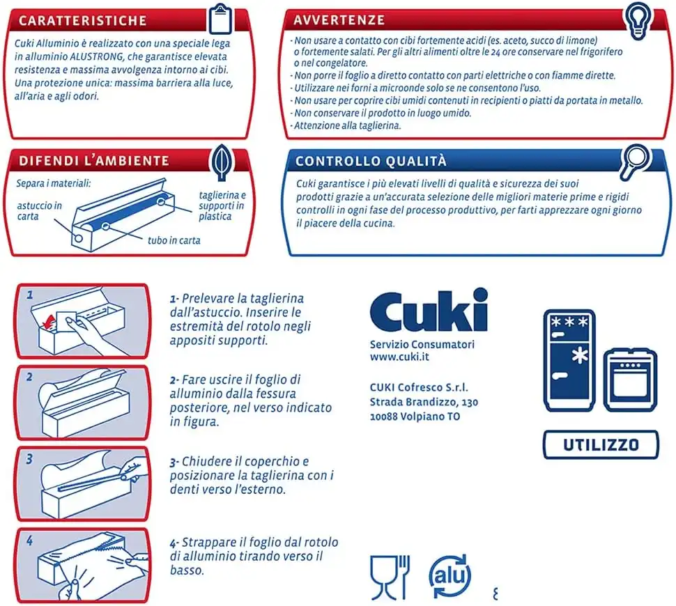 Cuki Alluminio 150 Metri con Taglierina e Doppia Forza, Resistente e Pratico