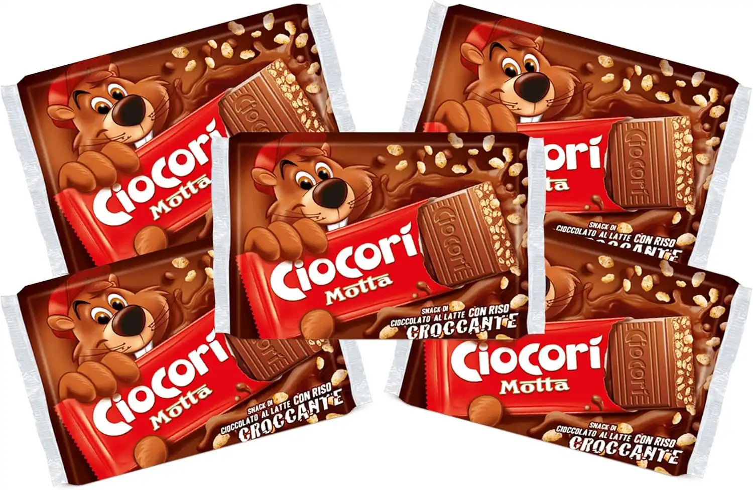 5x Ciocori Motta Snack di Cioccolato al Latte con Riso Croccante 5x110g