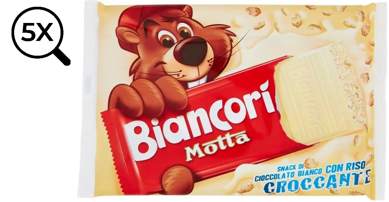 5x Ciocori Motta Snack di Cioccolato Bianco con Riso Croccante 5x110g