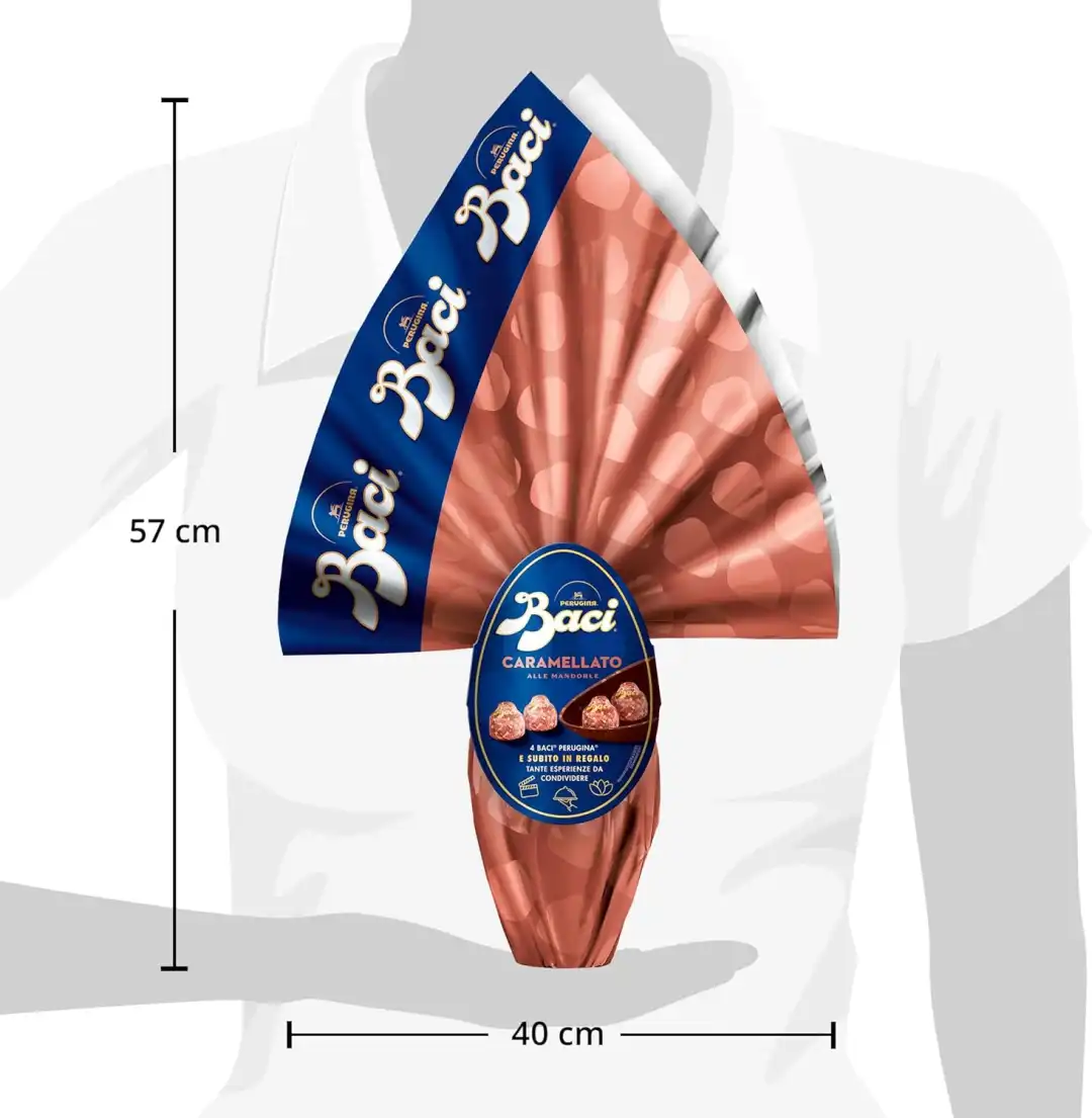 Baci Perugina Uovo di Pasqua 2025 - Cioccolato Caramellato alle Mandorle, 265g