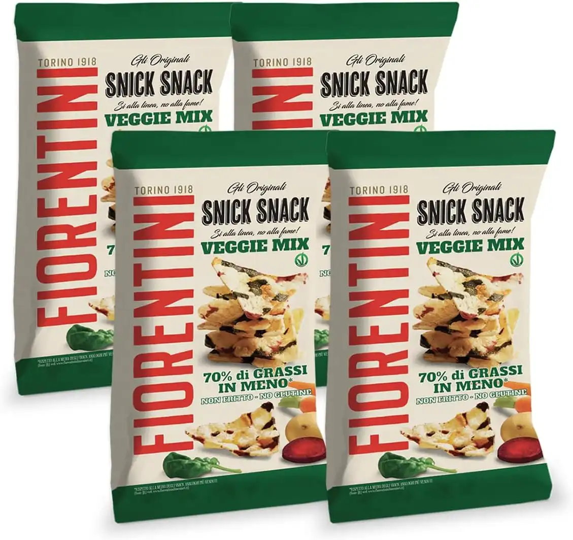 4x Fiorentini Snick Snack Veggie Mix 70g, Mini Gallette di Patate, Senza Glutine