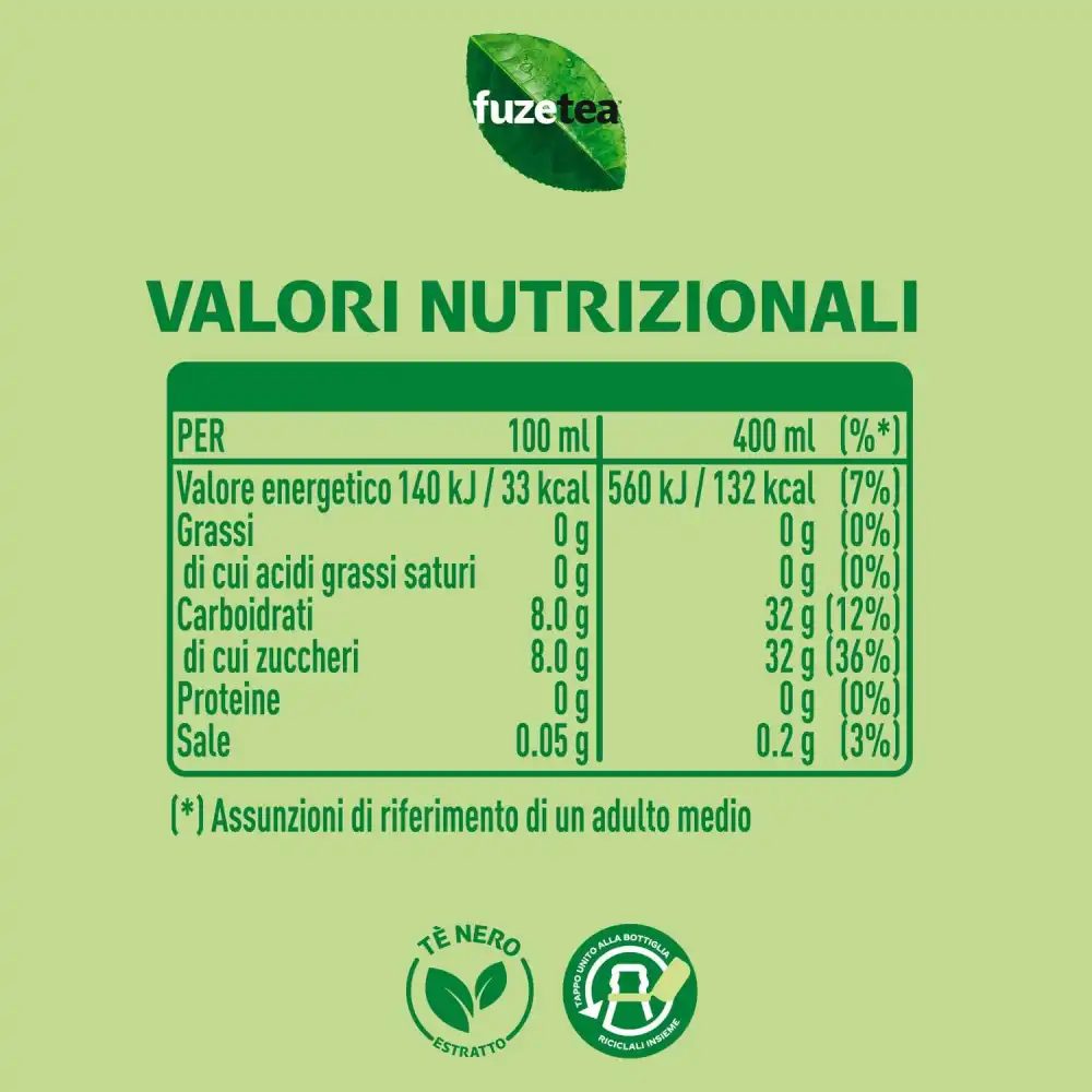 FuzeTea Pesca e Rosa – 12 Bottiglie da 400ml, Tè Freddo Analcolico alla Pesca