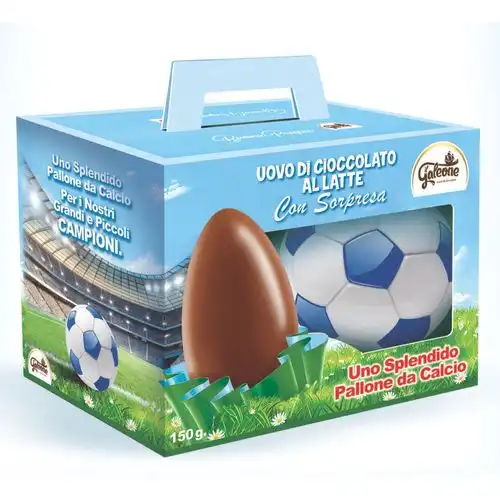 Galeone Uovo di Pasqua al Latte 150g – Con Sorpresa e Pallone da Calcio!