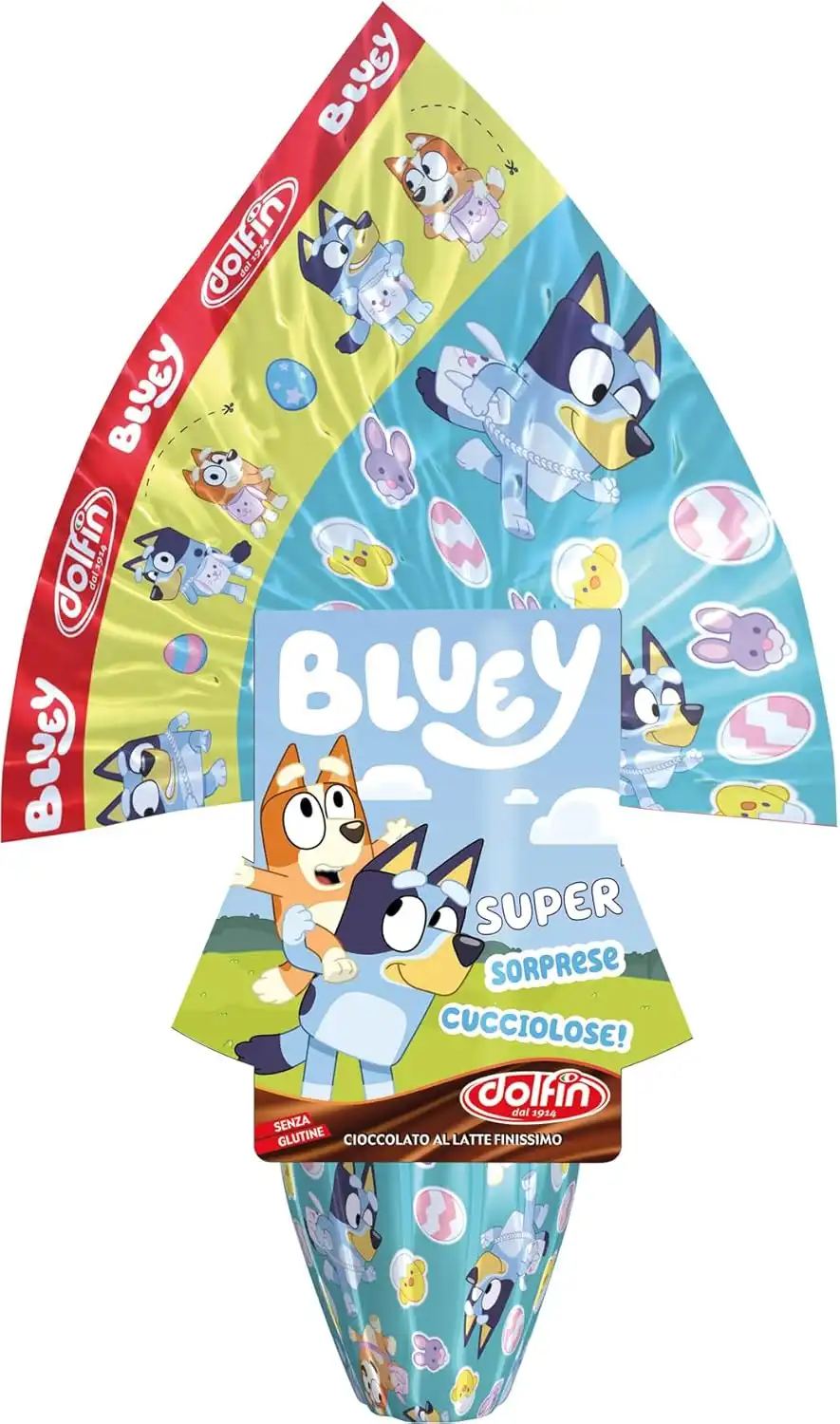 Dolfin Uovo di Pasqua Bluey 220g – Cioccolato Goloso con Sorpresa Divertente!