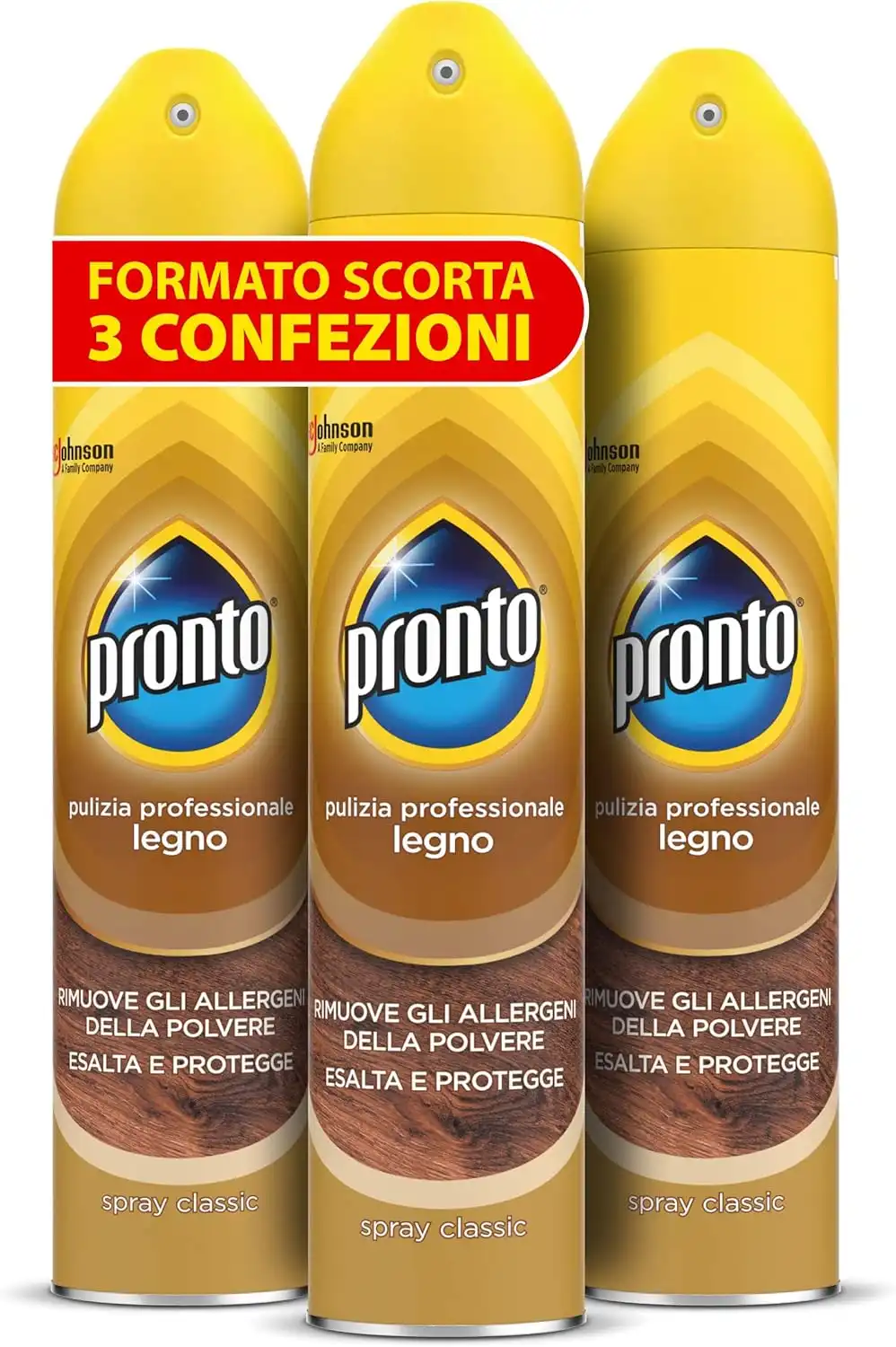 Pronto Spray Legno - Esalta e Protegge le Superfici, 3 Confezioni da 300 ml