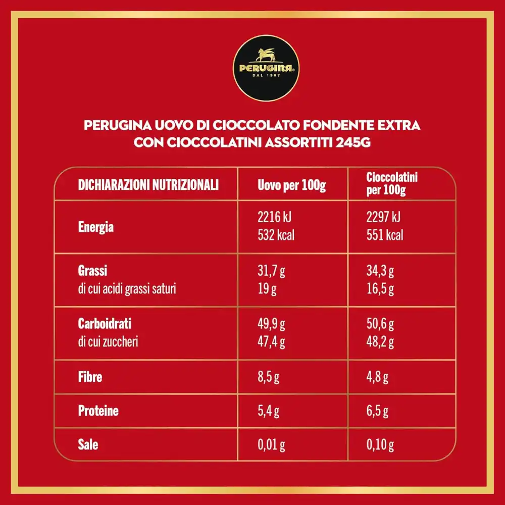 PERUGINA Uovo di Pasqua - Cioccolato Fondente con 3 Cioccolatini, 245g