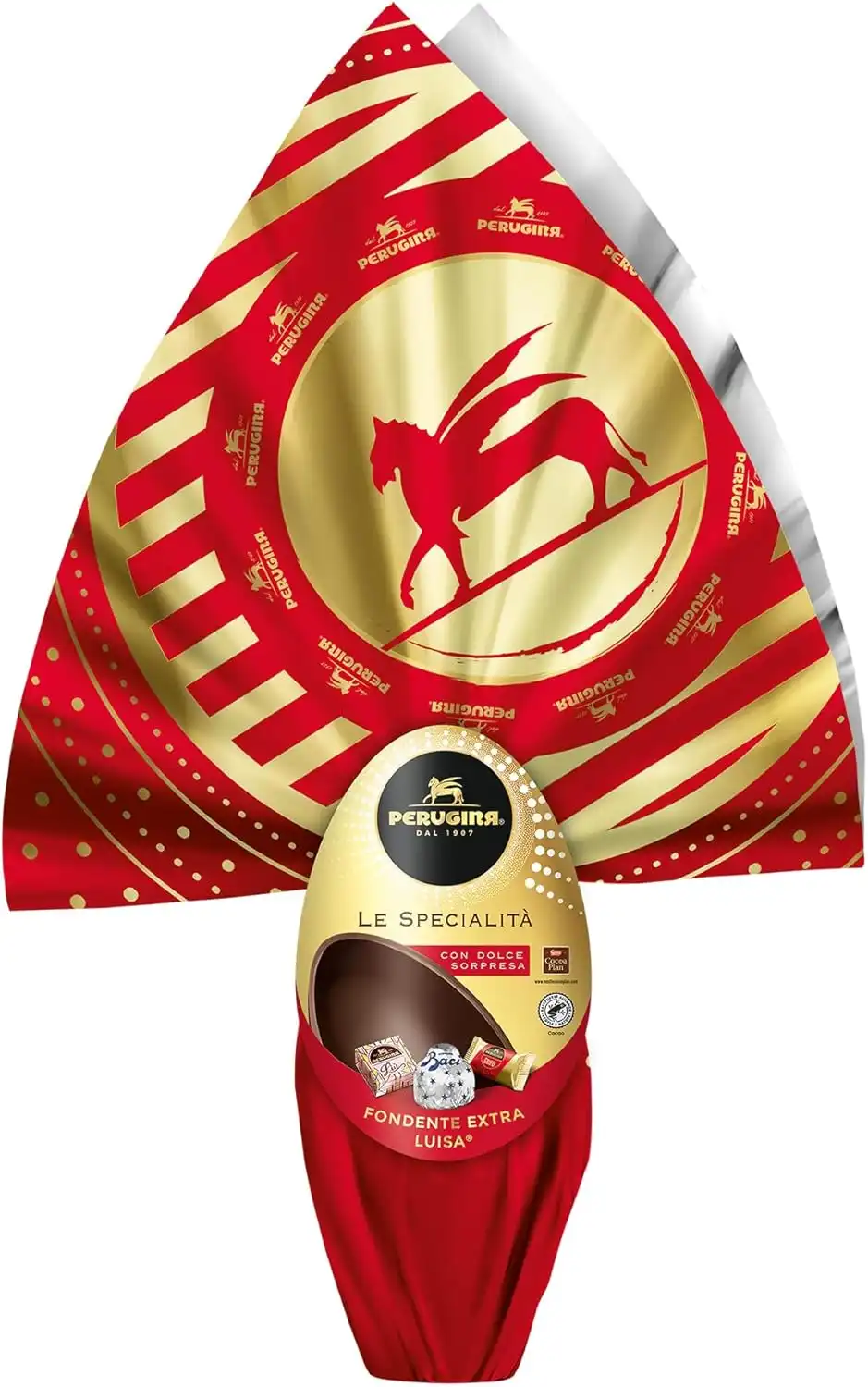 PERUGINA Uovo di Pasqua - Cioccolato Fondente con 3 Cioccolatini, 245g