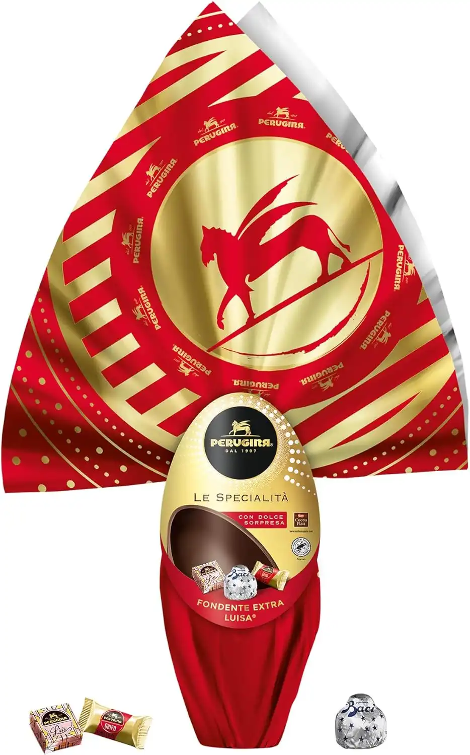 PERUGINA Uovo di Pasqua - Cioccolato Fondente con 3 Cioccolatini, 245g