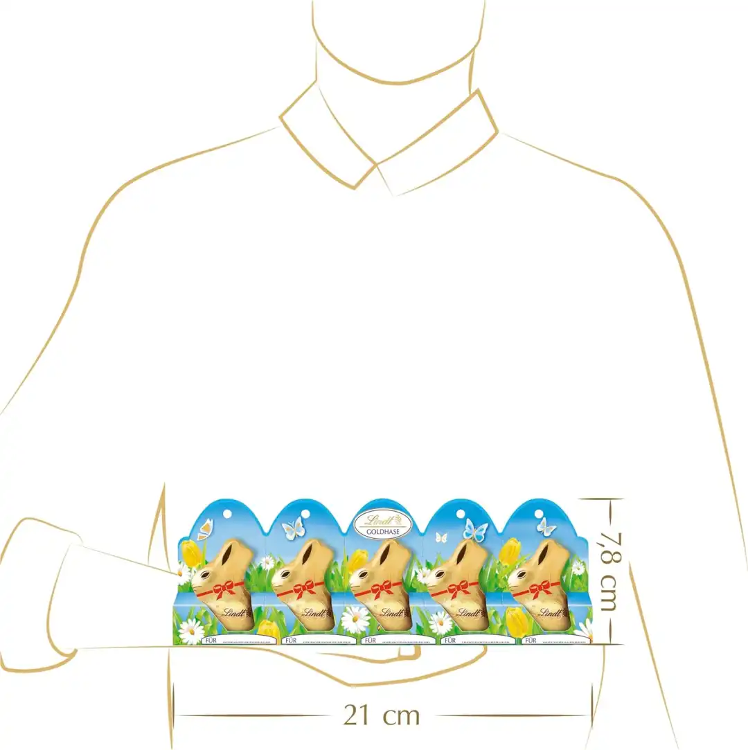 Lindt Gold Bunny Pack 5x50g - Confezione con 5 Coniglietti di Cioccolato