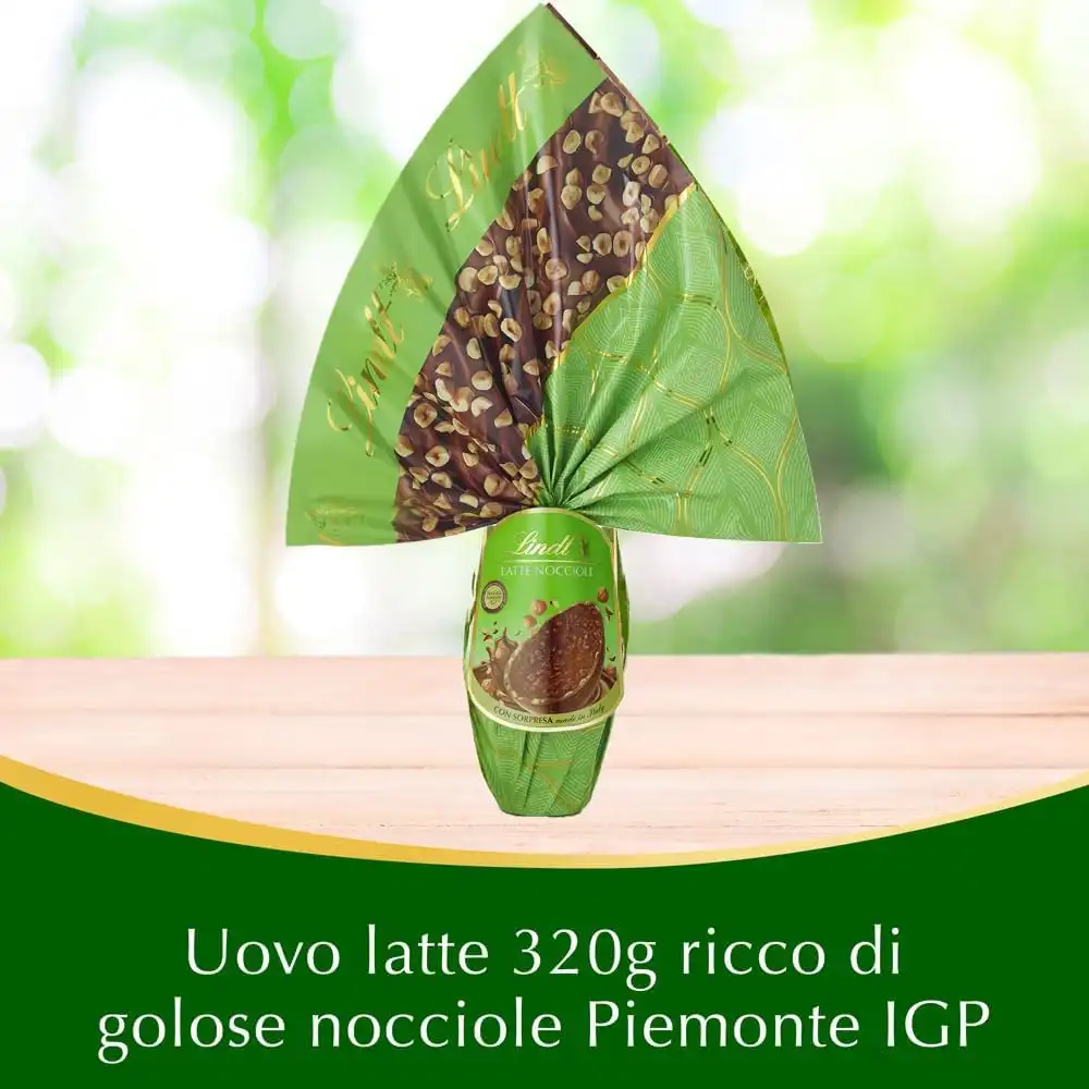 Lindt Uova di Pasqua Cioccolato Nocciolatte 320g con Nocciole Piemonte IGP
