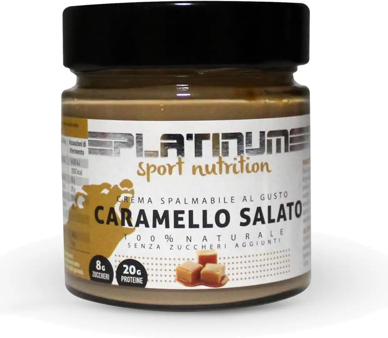 Platinum Sport Crema Caramello Salato 100% Naturale, Senza Zuccheri Vasetto 250g