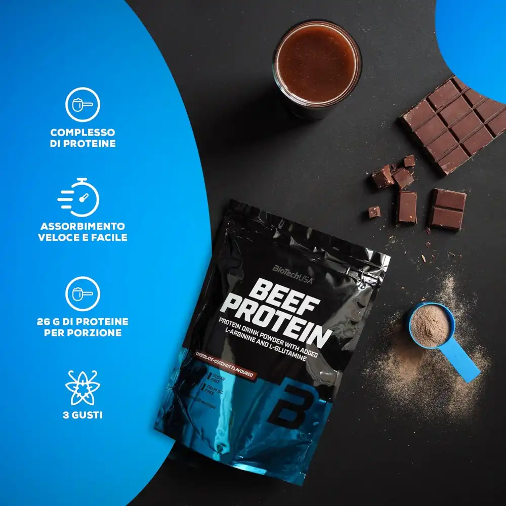 BioTechUSA Beef Protein 500g Fragola - Proteine Idrolizzate Senza Lattosio