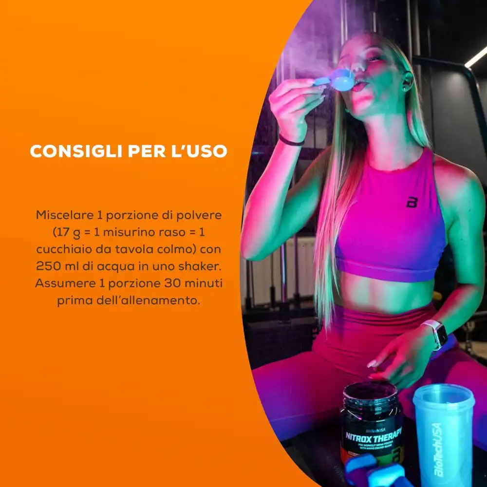 BioTechUSA Nitrox Therapy Pre-Workout Uva Blu 16 Attivi Senza Glutine e Lattosio