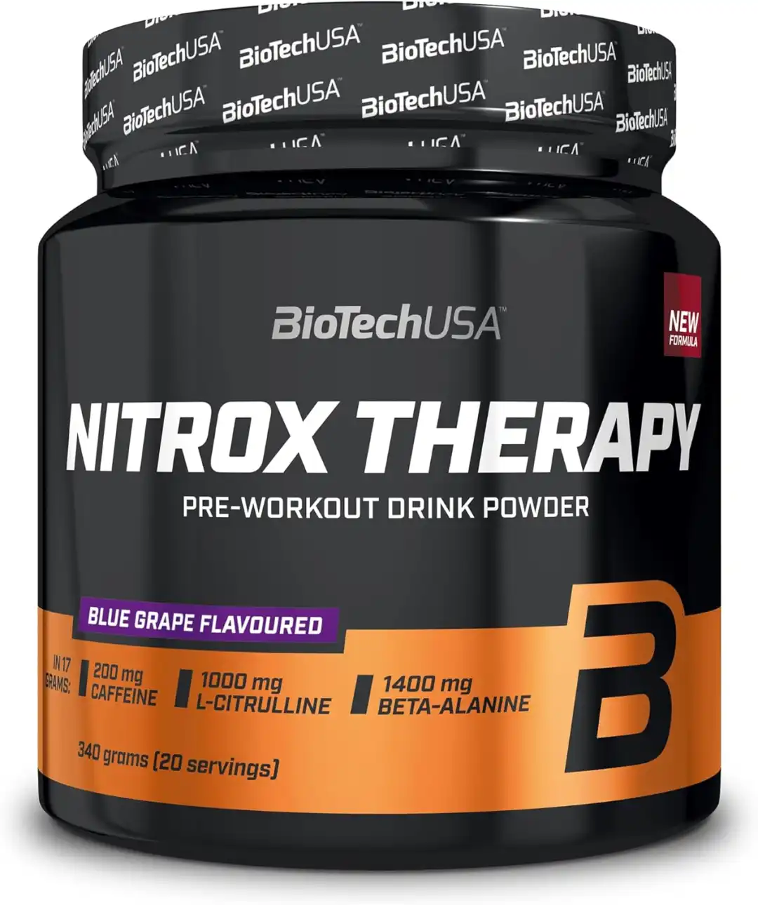 BioTechUSA Nitrox Therapy Pre-Workout Uva Blu 16 Attivi Senza Glutine e Lattosio