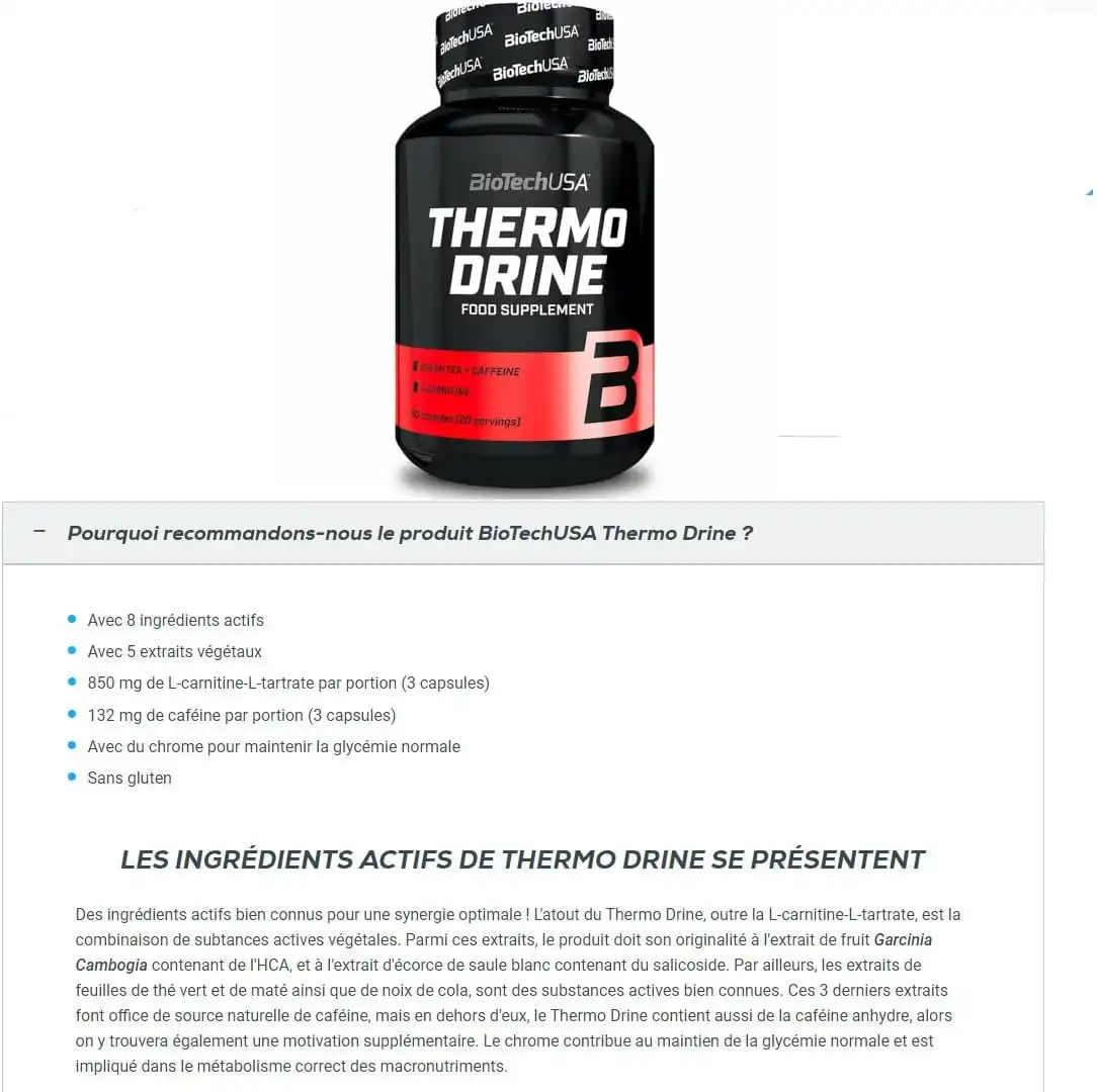 BioTech USA Thermo Drine - Integratore Termogenico, 60 Capsule