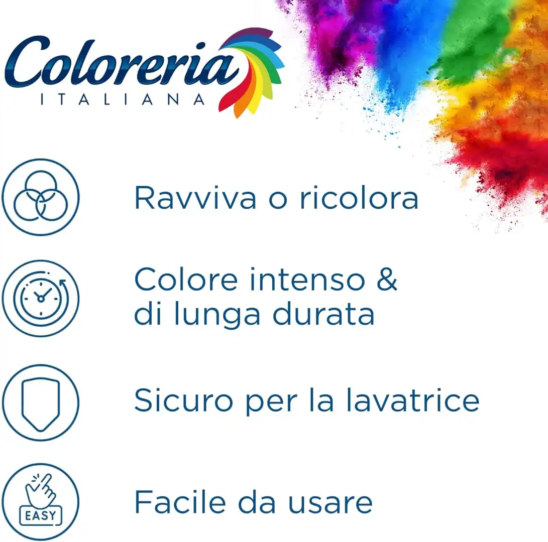 Coloreria Italiana Colorante Tessuti in Lavatrice, Blu Mare - 3x350g